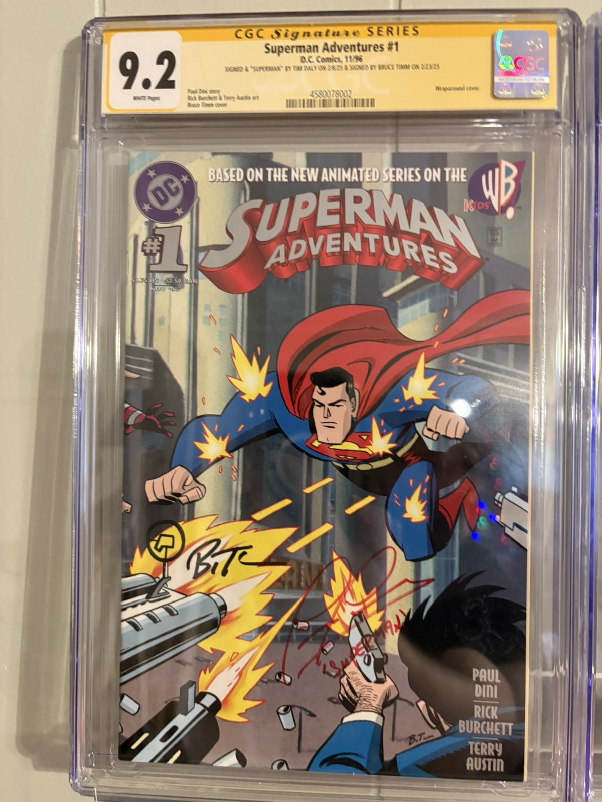 Superman Adventures #1 CGC SS 9.2 Signed By Bruce Timm And Tim Daly