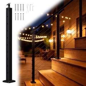 Yescom 36" Black Stair Railing Indoor / Outdoor Post Adjustable Top Bracket