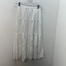 Brandy Melville Skirt Womens OS White Maxi Peasant Pull On Cottagecore Tiered