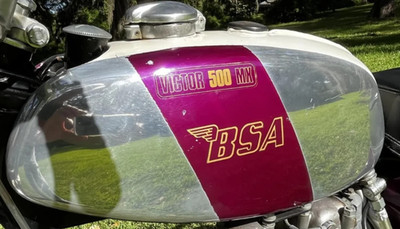 Victor 500 MX gold gas petrol tank die cut vinyl sticker BSA B50MX 1971-73 pair