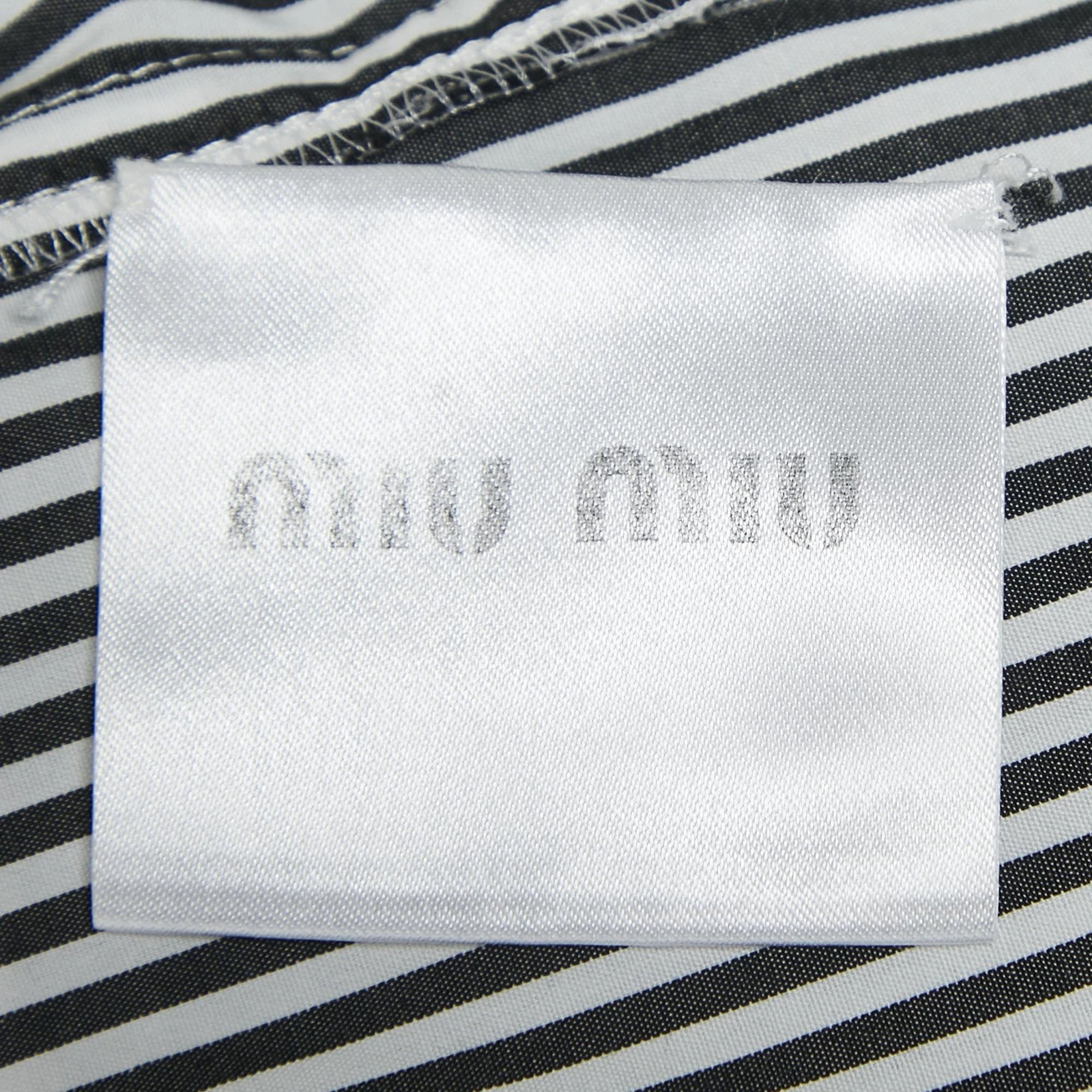 Abito Miu Miu nero bianco a righe cotone impreziosito da cristalli vita a goccia M