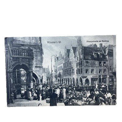 Postkarte AK Münster Prinzipalmarkt Markttag Gl. 1911 Bahnpost Ansichtskarte
