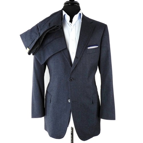 J.Press, Vintage J Press Pressidential Made n USA Charcoal Blue Flannel Wool Sack Suit 40