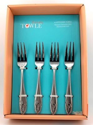 Towle Everyday Flamingo Stainless Steel Appetizer Forks Set of 4 New Boxed