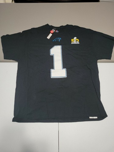 Majestic Nfl Carolina Panthers Cam Newton #1 Superbowl 50 Shirt Mens Size XL - Picture 1 of 7