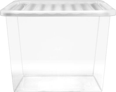 80 Liter Aufbewahrungsbox aus klarem Kunststoff mit Deckel extra groß stapelbehälter