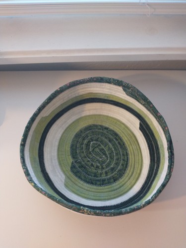 Large Fabric Basket Shades Of Green 10.5 Inches 139a St - Picture 3 of 8