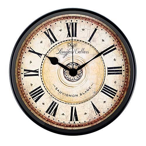 JUSTUP Wall Clock, 12 inch Metal Black Wall Clock European Style Retro Vintage C