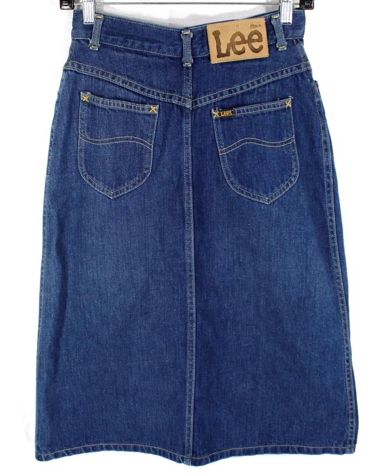 Винтажная джинсовая юбка женский размер 7 R Lee синий Jean Midi линия Western США - Изображение 3 из 4