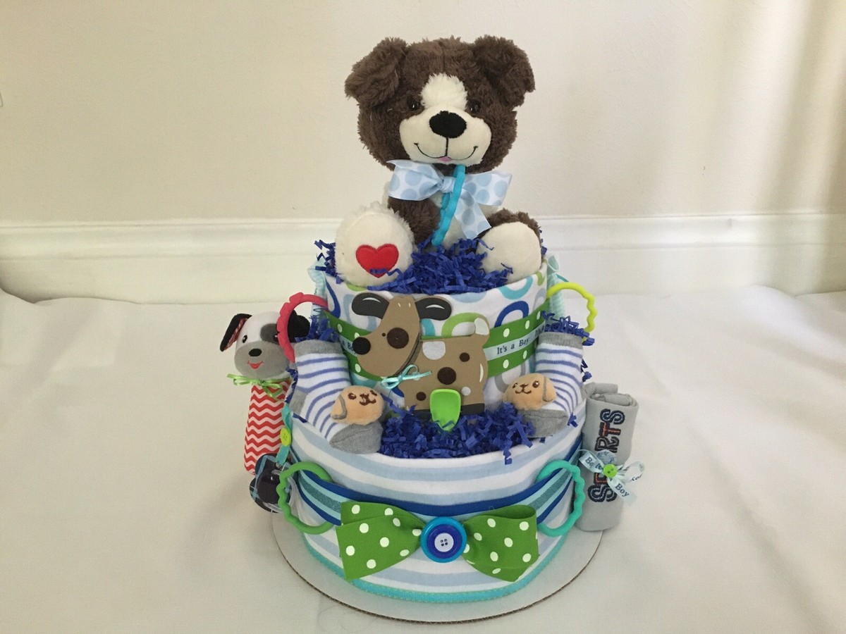 Boy's Tier Puppy Diaper Cake UK