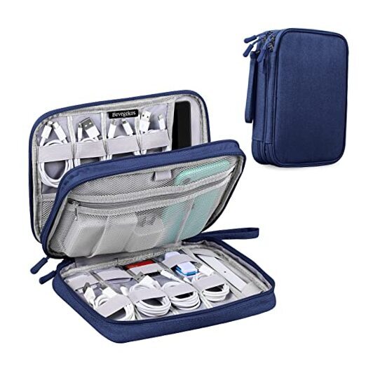 Tablet Accessories Case Bag, Travel Organizer Pouch for 7.9 Inch Navy Blue-L-image