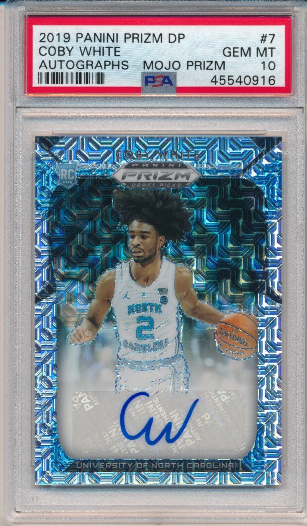 2019 Panini Prizm Draft Picks Coby White #7 Mojo Prizm Auto PSA 10 