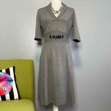Calvin Klein Gray Knit Fit and Flare Sweater Dress Cocktail Work