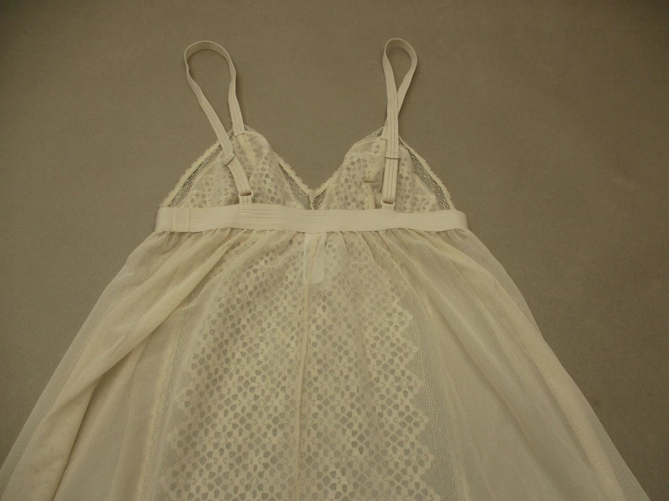 DKNY Talla S Mujer Marfil Encaje Sin Forro Inalámbrico Pull On Transparente Sexy Chemise 5E Foto 4 de 4