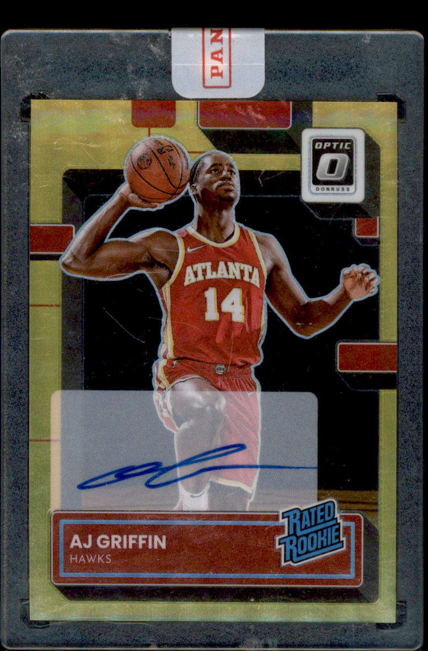 2022-23 Panini Donruss Optic #204 A.J. AJ Griffin Gold Auto 9/10 Rated RC Hawks