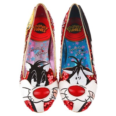 Irregular Choice x Looney Tunes I Tawt I Taw a Puddy Tat Flat Shoes Mismatch