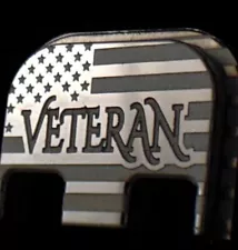 Rear Slide Cover Plate,  Fits ALL Glock, Message U'R Model & Color, VETERAN FLAG