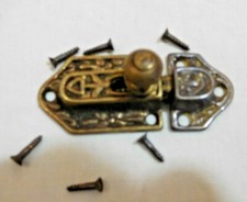 Antique  Salvage  Embossed Spring Loaded Cast Brass Latch 3" wide  3373