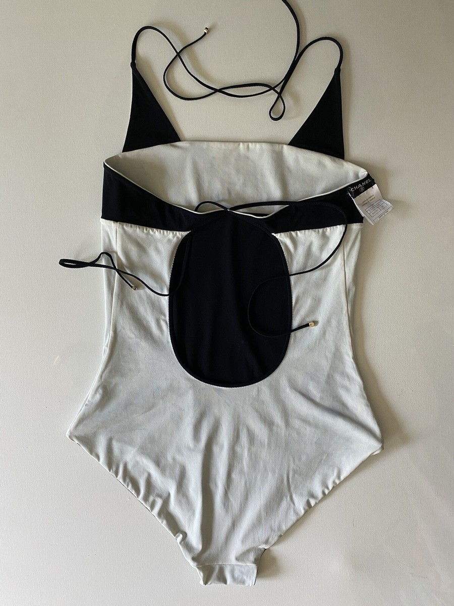 Chanel Black/White Two Sided One Piece Swimsuit Runway Bathingsuit