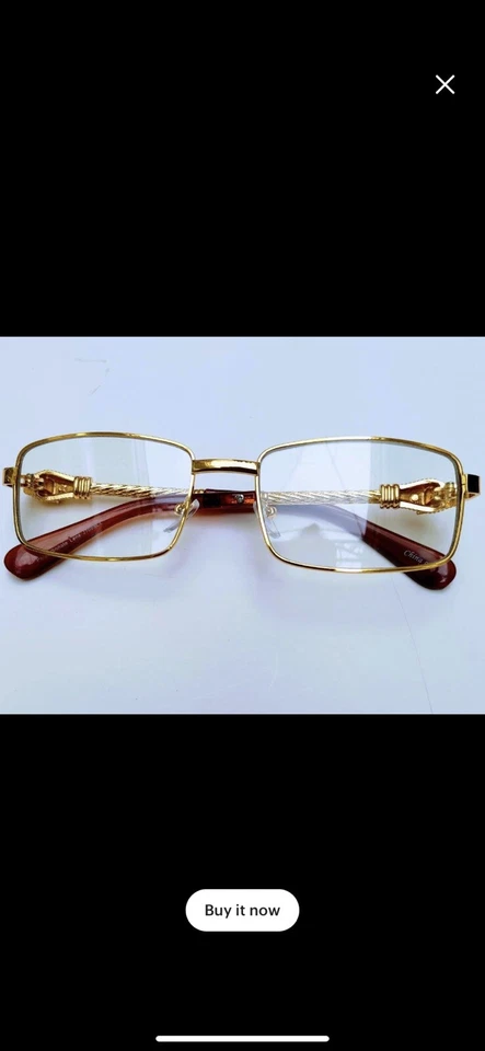 Óculos masculinos importados vintage sem aro metal ouro cabeça de cobra - Imagem 3 de 4