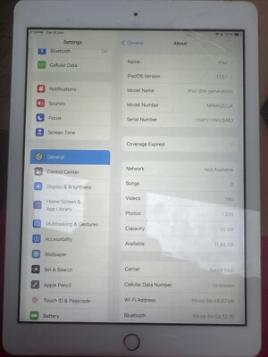 Factory Unlocked Apple iPad 6th Gen 32GB Gold MRM42LL/A