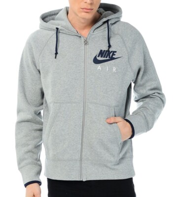 Men's Nike Grey Fleece Zip Up Track Hoodie Hooded Sports tracksuit