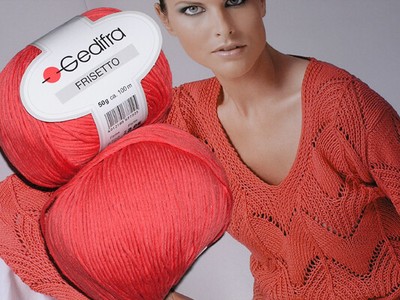 600 g Frisetto Gedifra WOLLE leichte Baumwolle Mandarine Orange Apricot SOMMER