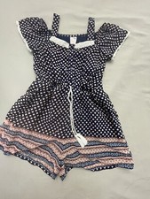 Japna Kids Girls One Piece Jumper Romper Shorts W / Packets Size 10 Navy Blue