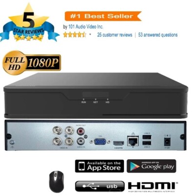 4CH 4 Channel DVR 1080P Digital Video Recorder WORK W/ TVI AHD CVBS IP (NO HDD)