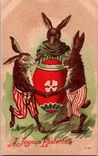 Vintage Easter Postcard Anthropomorphic Rabbi...