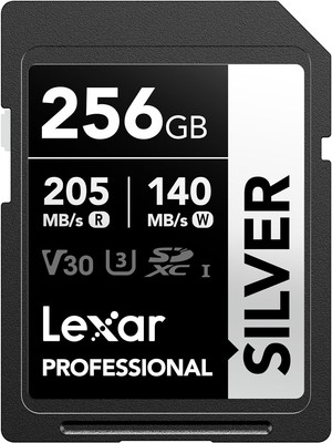 Lexar Silver SD Karte 256GB, UHS-I SDXC Card 205 Mb/S Read Speed, 140 Mb/S Write