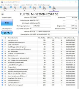 200 GB SATA Fujitsu MHZ2320BH 5400 RPM 8MB 2,5"