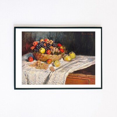 Äpfel & Trauben 1879 Vintage Stillleben Gemälde 7x5 Wanddeko Fine Art Print 
