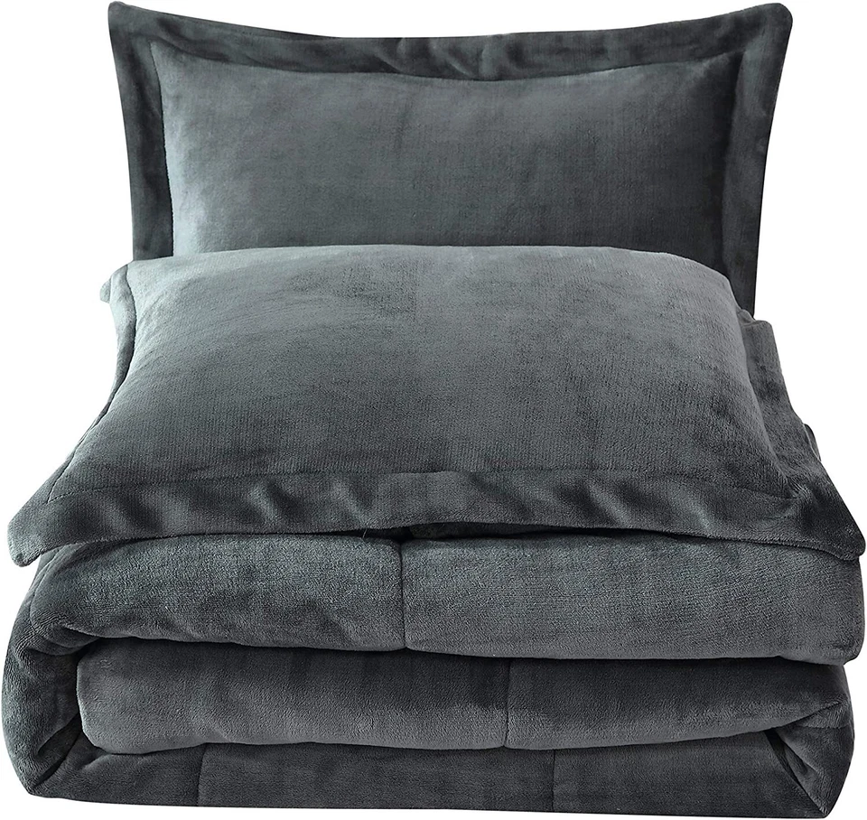 Juego de edredón Sherpa micromink ultra suave de felpa Chezmoi Collection de 3 piezas Foto 2 de 4