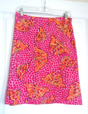 Lilly Pulitzer Multi Color Butterflies Design Pattern A-Line Silk Skirt Size 4