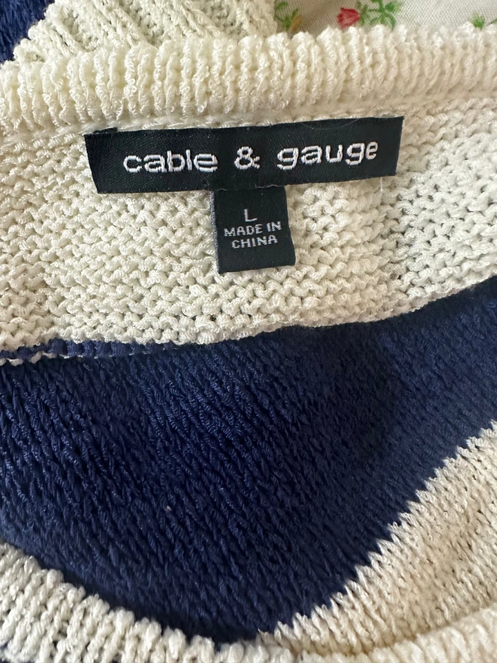 CABLE & GAUGE Jersey Azul Blanco Rayas Sin Mangas L Foto 3 de 4
