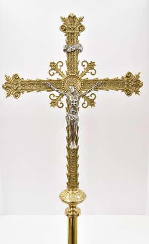 + Traditional Brass & Silver Church Mass Processional Cross (#205PC) Chalice Co. - Picture 3 of 19