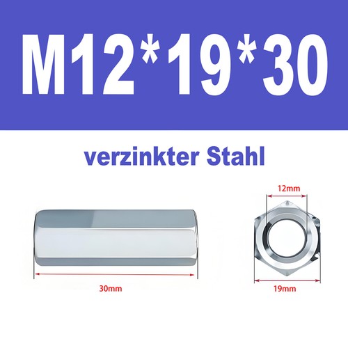 Langmuttern Gewindemuffen Niro Verzinkter Stah DIN 6334 Außensechskant - Bild 44 von 61