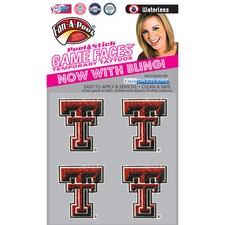 Fan-A-Peel Texas Tech Waterless Peel and Stick Temporary Tattoos, Glitter