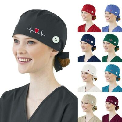 1PC Doctor Surgical Cap With Button Head Protection Solid Color Nurse Hat Work Hat Adjustable – Buy The Best Products In The Online Store - Foto 2