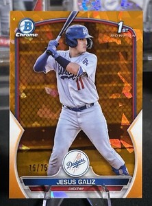 2023 Bowman Chrome Sapphire #BCP-187 Jesus Galiz 1st 15/75 Orange Dodgers