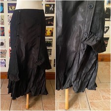 Vintage 90's Y2K French archive maxi skirt black frills buttons
