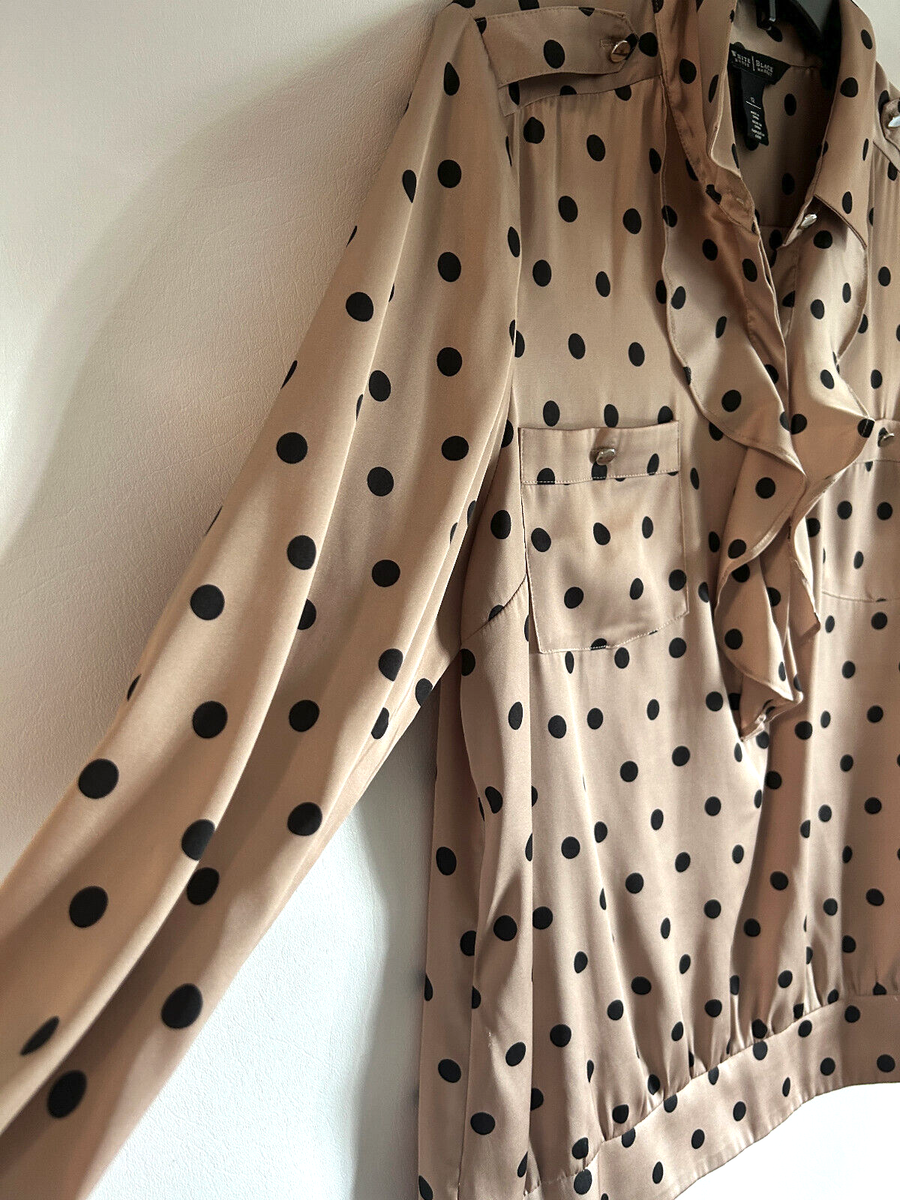 brown polka dot dress white house black market White House Black Market dress brown polka dot v-neck sleeveless lined SZ 2