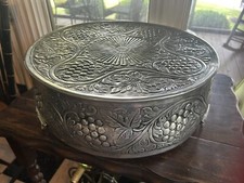 Elegant Large Ornate Silver Wedding Cake Stand Grape Embossed 16" HUGE 