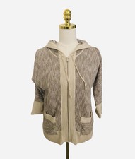 Eddie Bauer Cotton Hoodie Cardigan Medium Brown Heather Baumwolle Zip Pockets