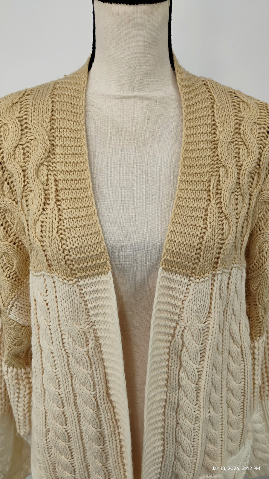 Umgee Patchwork Knitted Open Front Colorblock Car… - image 10