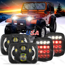 5x7 7x6 Halo Led Headlights Tail Lights Combo For Jeep 1986-1995 Wrangler Yj 5x7 7x6 Halo Led Headlights Tail Lights Combo For Jeep 1986-1995 Wrangler Yj