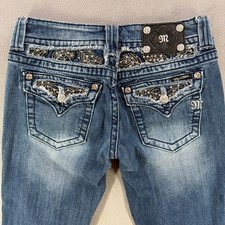 Miss Me Capri Jeans Size 28 Womens Blue Low Rise Embellished Distressed JP6085P
