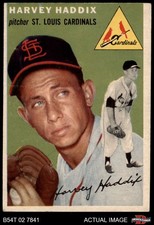 1954 Topps #9 Harvey Haddix White Back Cardinals 5 - EX