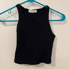 Joah Brown Black Ribbed Racerback Crop Tank Top One Size OS Made in USA